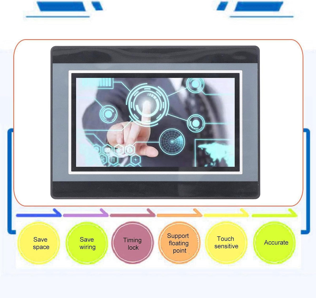 HMI PLC Alles-in-één, 7 Inch TFT LCD-aanraakscherm, Compatibel met FX3U-20 40 48MRT, Eenvoudige Installatie, HMI en PLC-programmering, voor Industriële Besturing