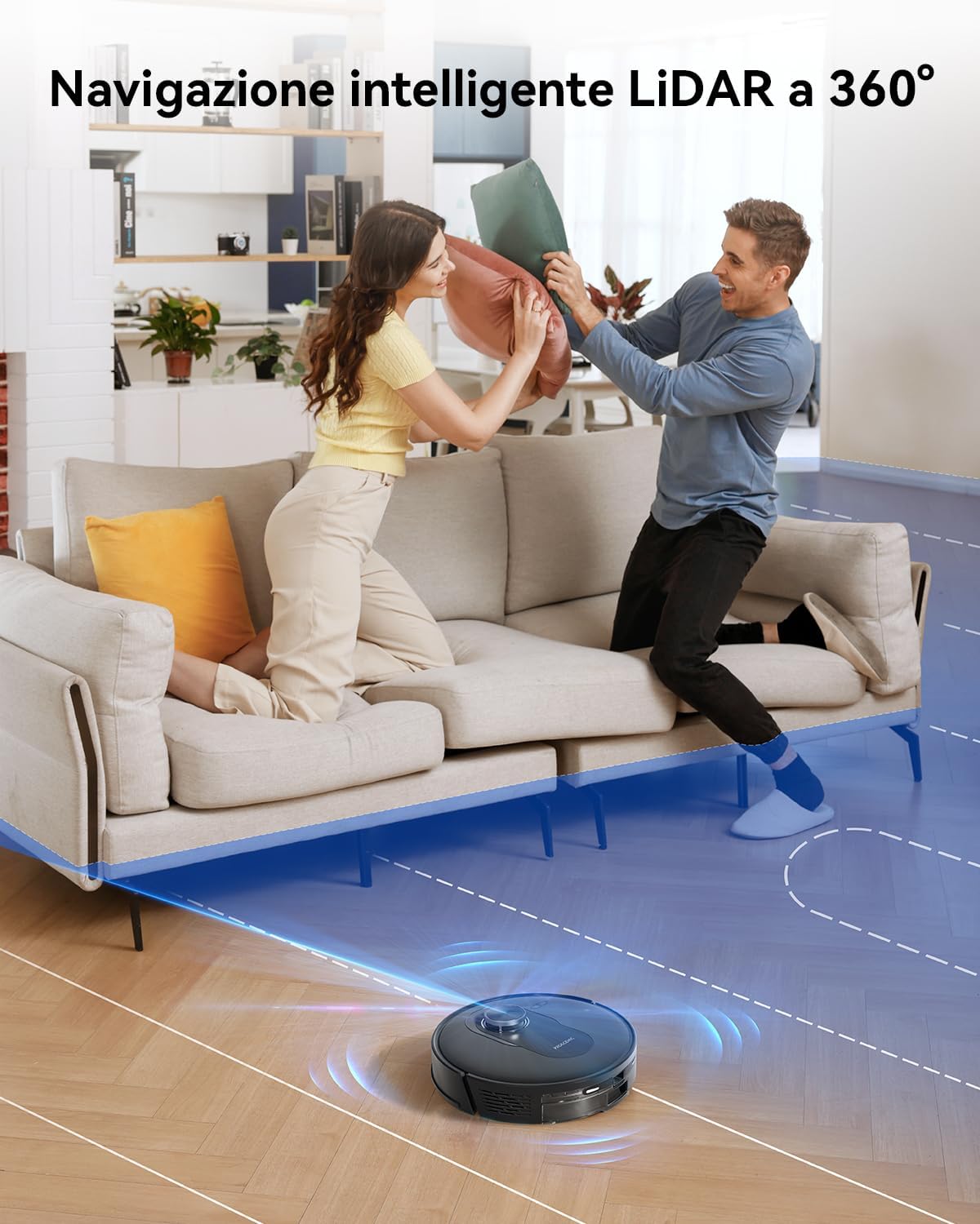Proscenic Q8 Max Robotstofzuiger met dweilfunctie, 6000 Pa, 200 min stofzuiger, robot met afzuigstation, 3 liter stofzak, intelligente lasernavigatie met 5 kaarten, bediening via app, Alexa, Google