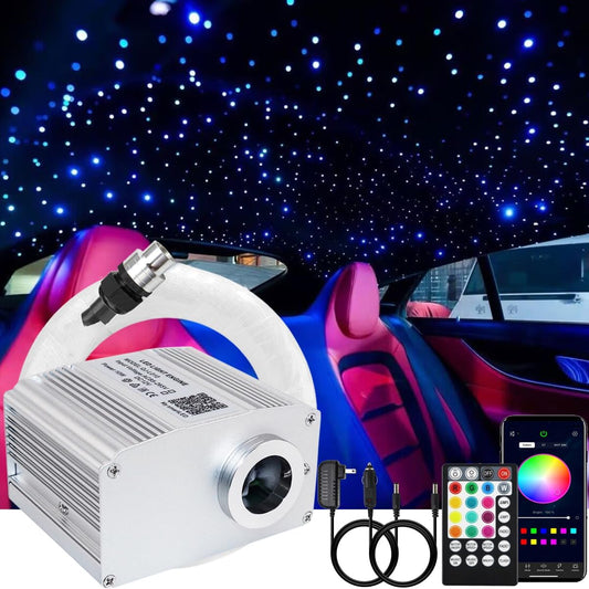 Kingmaled, 10 W, RGBW, vonkenvezel-look, sterren, lichtset voor het plafond, RGBW, LED-bediening, drivers, met afstandsbediening met 28 knoppen, kabel 380pcs*(0.02in+0.03+0.04in)*9.8ft