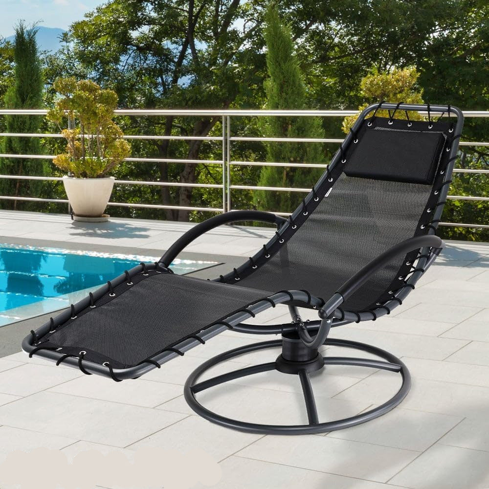 Loungestoel – Relaxstoel – Draaibare stoel – Tuinstoel – Balkonstoel – 360° Draaibaar – Weerbestendig Stalen Frame – Comfortabel Afneembaar Kussen – Antraciet