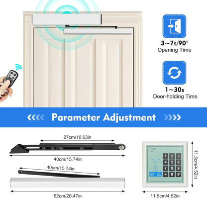 Automatische Deuropener – Deurautomaat – Automatisch Deursysteem – Deursluiter – Rolstoelvriendelijke Deuropener – 50W Krachtige Motor – Afstandsbediening 15 Meter Bereik