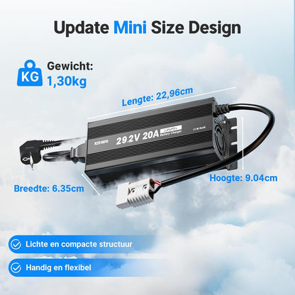LiFePO4 Acculader – Batterijoplader – Accu Ladestation – Oplaadadapter – Stroomvoorziening – 29,2V 20A Snelladen – Hoge Laadefficiëntie
