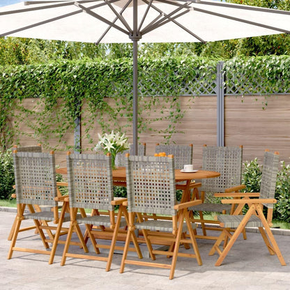 8 stuks tuinstoelen van rotan, polyethyleen, massief hout, grijs, met verstelbare functie en robuuste structuur voor buiten, duurzaam en comfortabel - QUORE