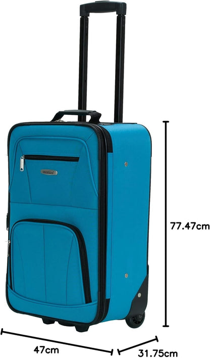 Rockland Bagage, voor reis, modieus, softside, uitbreidbare rechtopstaande set, blauwe luipaard, 4-delig