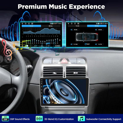 4+64G Android Autoradio voor Peugeot 307 2002-2013, 9 Inch IPS 1280×720 Touchscreen Stereo met Wireless CarPlay & Android Auto, GPS WiFi Bluetooth DSP + AHD Achteruitrijcamera