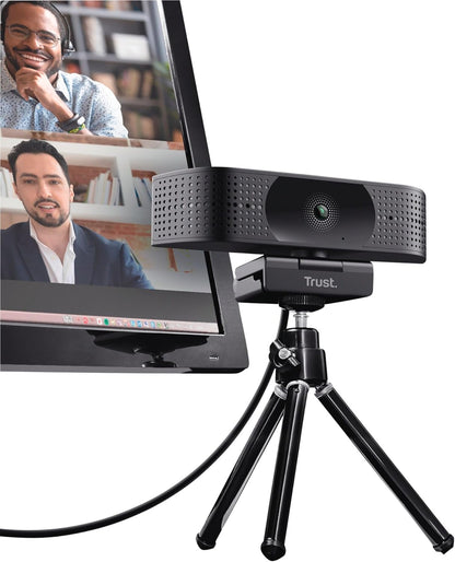 Trust Teza 4K Ultra HD Webcam, 3840x2160, met 2 Microfoons en Autofocus, 30 FPS, USB Plug & Play, Webcam voor Teams, Zoom, Skype, PC, Laptop, Mac, Macbook - Zwart
