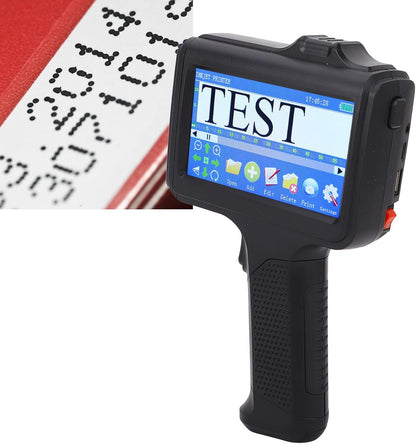 Handheld Inkjet Printer, 2-12.7mm Printing Height Portable Encoding Machine Supports Multi-Languages, 600 DPI Portable Inkjet Printer with 4.3 Inch Touch Screen for Barcode Date Logo - QUORE