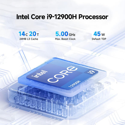 Reatan S8 Mini Gaming PC met Intel i9-12900H Mini-PC (14C/20T tot 5.0 GHz) 32GB DDR5 1TB PCIe 4.0 SSD Mini-Computer HDMI DP USB-ondersteuning Wi-Fi6 BT5.2 Dual 2.5G LAN