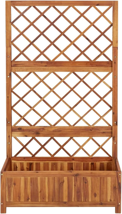 Trellis Planter, Outdoor Planter, Flower Pots for Flowers and Plants, Gardening, Urban Garden, Patio, Grow Table, Garden Home, Solid Acacia Wood, 85 x 38 x 150 cm - QUORE