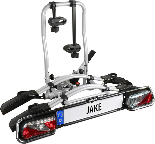EUFAB 11510 JAKE Bicycle Rack for E-Bikes, Partly Pre-Assembled, Expandable, Anti-Theft Protection, for 2 Bikes, Towbar - QUORE