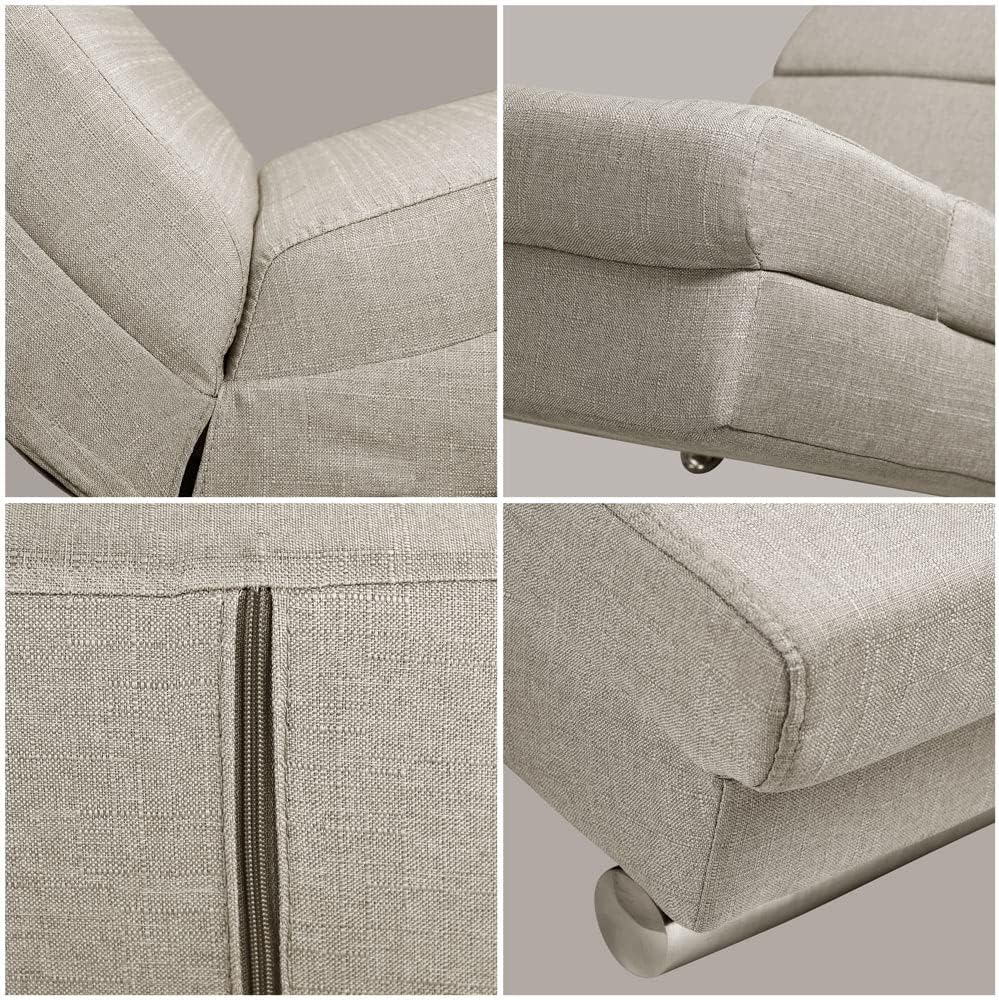 CASARIA London Relaxation Lounger XXL 186x89x55cm | Ergonomic Fabric Padded | 180kg Load Capacity | Living Room Office Furniture Indoor Chaise Longue Chair Seat | Beige Fabric - QUORE