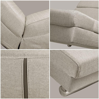 CASARIA London Relaxation Lounger XXL 186x89x55cm | Ergonomic Fabric Padded | 180kg Load Capacity | Living Room Office Furniture Indoor Chaise Longue Chair Seat | Beige Fabric - QUORE