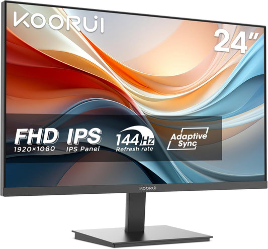 KOORUI E2411K 24 Inch PC Monitor, 144Hz FHD IPS PC Monitor, Adaptive Sync HDMI 1.4, Eye Care Tiltable from -5° to 15°, VESA 100 x 100mm - QUORE