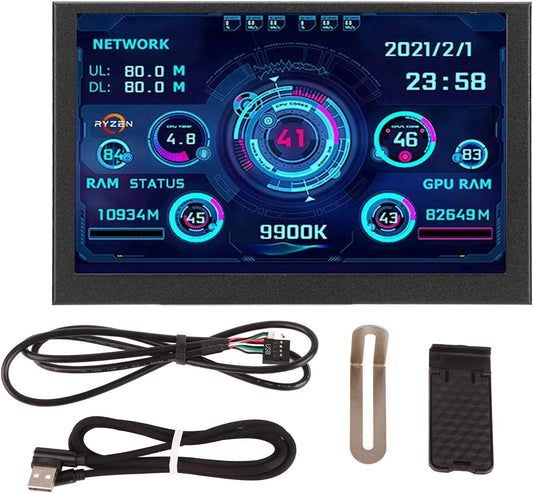 AIDA64 Mini-beeldscherm, USB IPS, 5 inch (13,7 cm) PC, CPU RAM, HDD monitor, gegevens, display, temperatuur, computer, secundair beeldscherm, type C