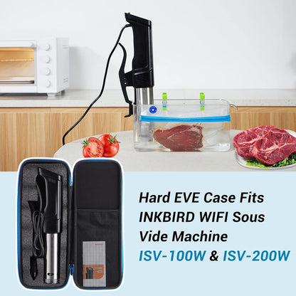 INKBIRD ISV-100W Sous Vide Stick + Beschermhoes | WiFi Roner Professioneel vacuümkoken op lage temperatuur 1000 W, Roner Stijve EVA-tas voor Transport, Antikras, Antistof, Zwart
