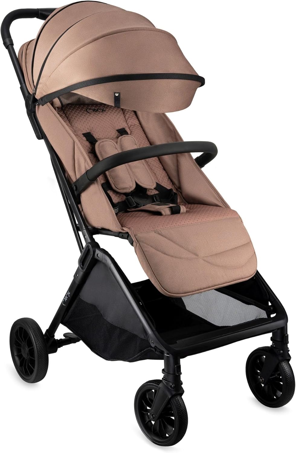 MoMi Andrea kinderwagen: zelfsluitend systeem, 5-punts veiligheidsgordel, bekerhouder, mand, tas, muggennet, regenbescherming, met dubbele functie