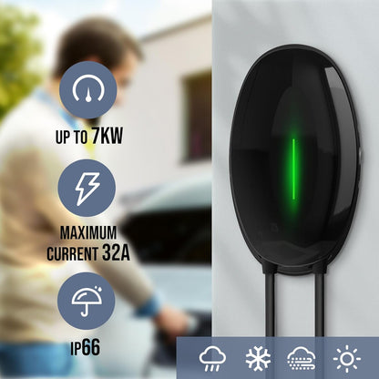 EV Oplaadstation – Type 2 Laadpaal – Wallbox – EV Charger – Elektrische Auto Lader – 11kW Maximaal Vermogen – 6 Meter Kabel