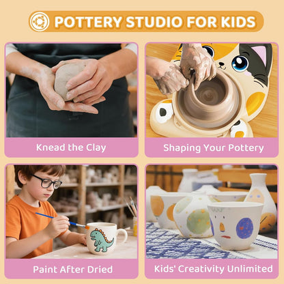 Insnug Aardewerk wiel voor kinderen - Aardewerk kunst en ambachten voor kinderen van 8-12 jaar met 3-pack schilderset luchtdroge klei kunstbenodigdheden speelgoed voor meisjes jongen kerstcadeau voor