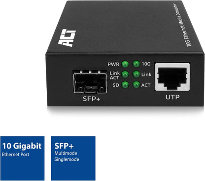 ACT 10G Ethernet Media Converter Glasvezel, voldoet aan de standaard 802.3ab, Multi Mode, Single Mode SFP+ - AC4455