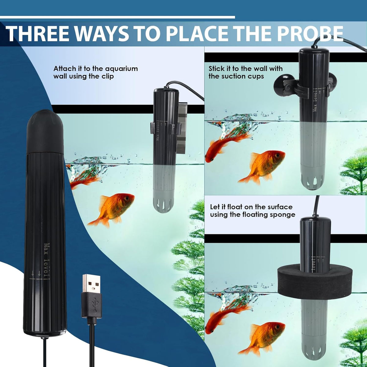 7-in-1 Slimme Waterkwaliteit Tester, Draadloze WiFi Water Monitor Meet pH/ORP/TDS/EC/Zoutgehalte/SG/TEMP, Waterkwaliteitsmeter met App Verbinding en Real-Time Meldingen voor Aquarium, Zoutwater, etc.