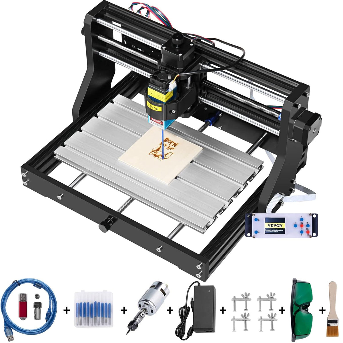 VEVOR 2500 mW CNC 3018 DIY graveermachine Pro 300x180x45mm graveermachine 3 assen mini lasergraveermachine met GRBL besturingskaart en offline controller