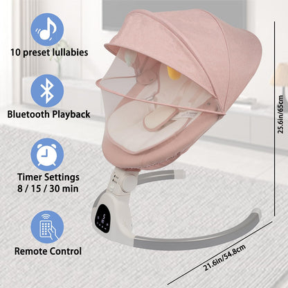 Baby Electric Swing with Bluetooth Remote Control, Timing Function and 10 Music, 5 Rocking Speeds, 3 Seat Positions, Baby Bouncer for Boys and Girls, Indoor and - QUORE