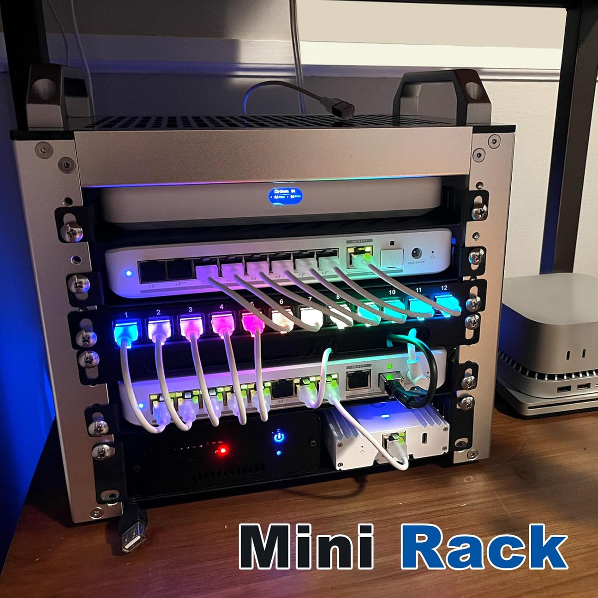 GeeekPi 4U serverkast, 10 inch serverrack voor netwerk, servers, audio en videoapparatuur, DeskPi RackMate T0 rackmount (Zilver)