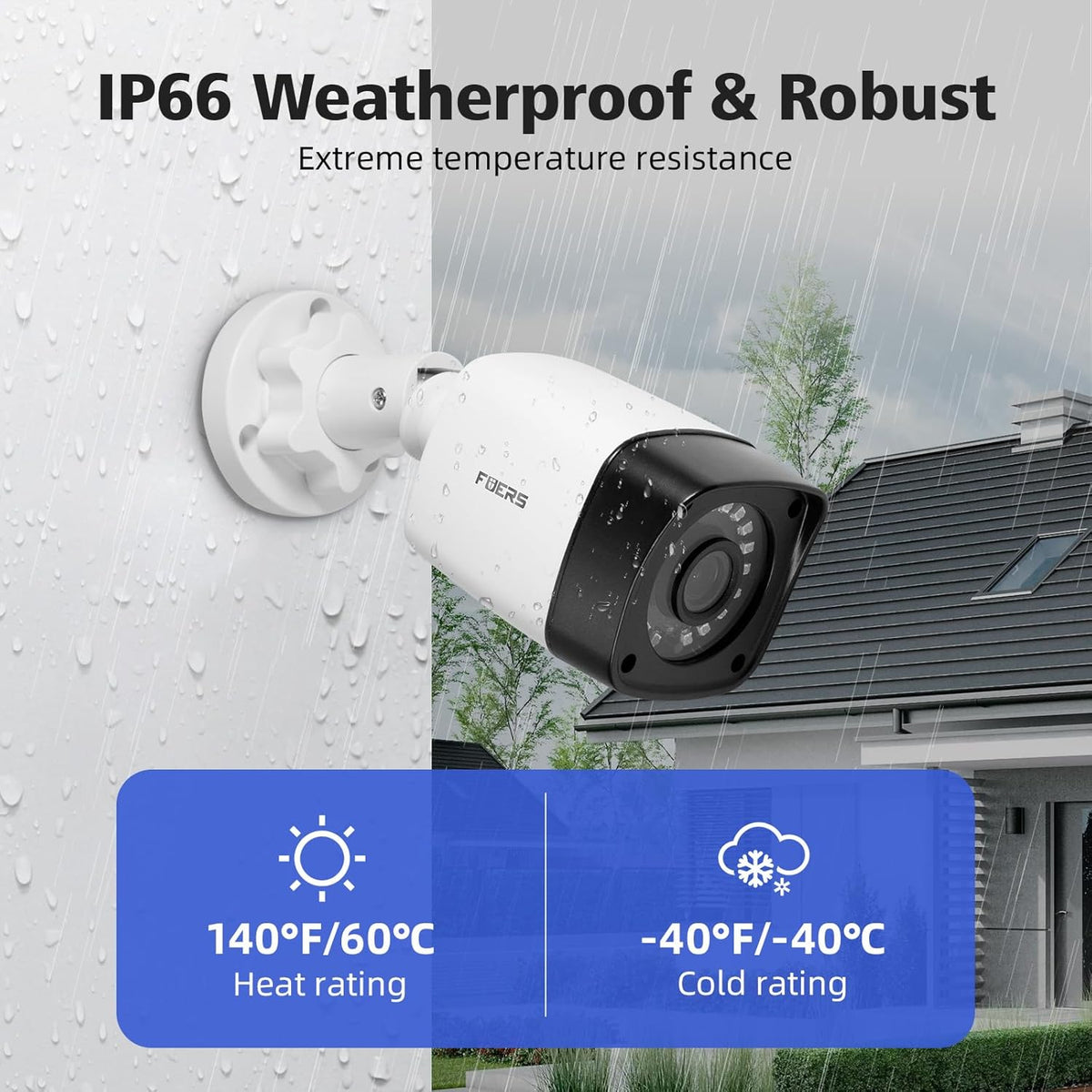 Fuers Outdoor camera, 5 MP bewakingscamera voor buiten, 2 stuks buitencamera met persoonsherkenning, draadloze beveiligingscamera met nachtzicht in kleur, IP66, smart weergave, 24/7 continue opname