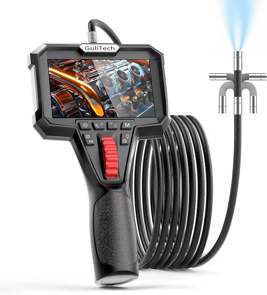 Y400 endoscoop met licht, Borescope inspectiecamera 4,3 inch LCD-scherm met 6 LED-verlichting, IP67 waterdichte endoscoop met 1,0 m semi-stijve slangcamera