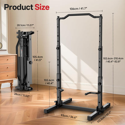 JOROTO Foldable Power Tower Dip Station, Height Adjustable Freestanding Pull-Up Station, 5 in 1 Multifunctional Home Gym Fitness Station, 172kg Load Capacity - QUORE
