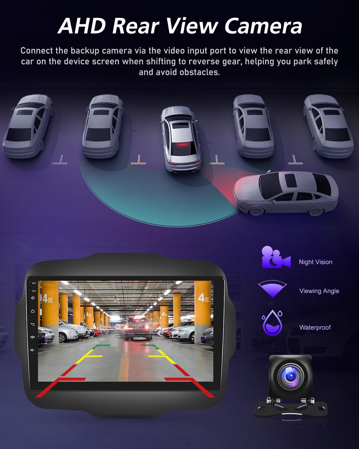 NHOPEEW 8 Core 4+64G autoradio voor Jeep Renegade 2016 2017 2018 2019 2020-9 inch radio-ondersteuning Carplay & Android Auto 5G WiFi & GPS DSP 3D Auto Mondel Display Koelventilator +