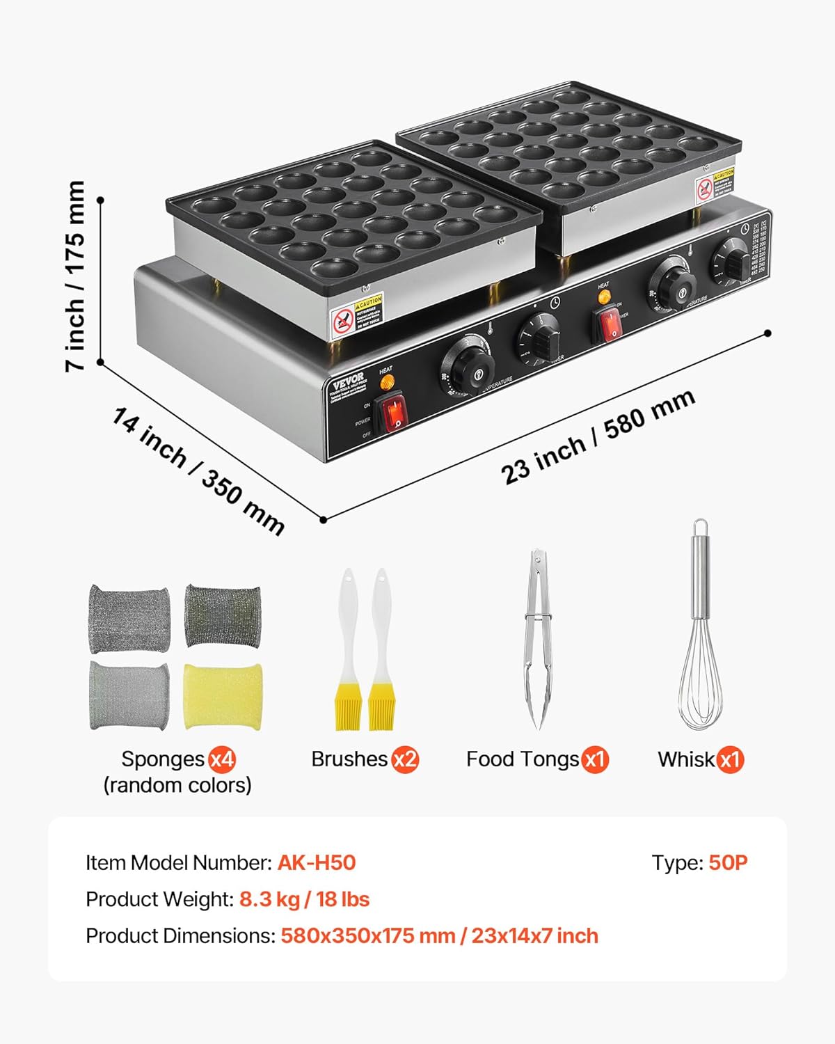 Mini Pannenkoekenmaker – Poffertjesmaker – Dorayaki Apparaat – Wafelijzer – Pancake Grill – 50 Mini Pannenkoekjes Tegelijk – 1800W Met Instelbare Temperatuur en Timer