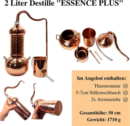CopperGarden Essence Plus 2 Litre Distiller, Small Column Distillation Kettle for Essential Oil/Hydrolat/Fragrances/Distilled Water, etc. - QUORE