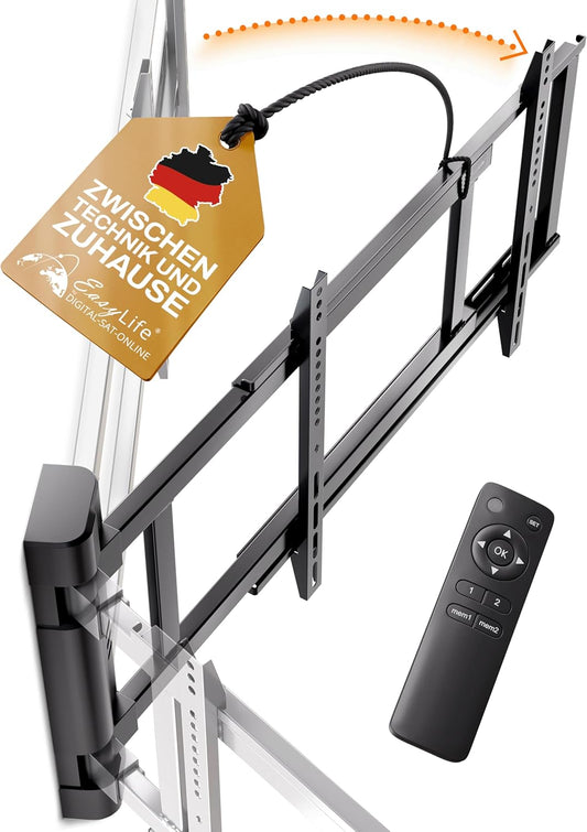 EasyLife TV Wandbeugel Elektrisch Zwenkbaar Tot 170°, VESA-Wandbeugel tot 600×400 Voor LCD/OLED/Curved TV, Televisie, Monitor, Display en Smartboard van 32–75 inch en tot 50kg Max, Zwart