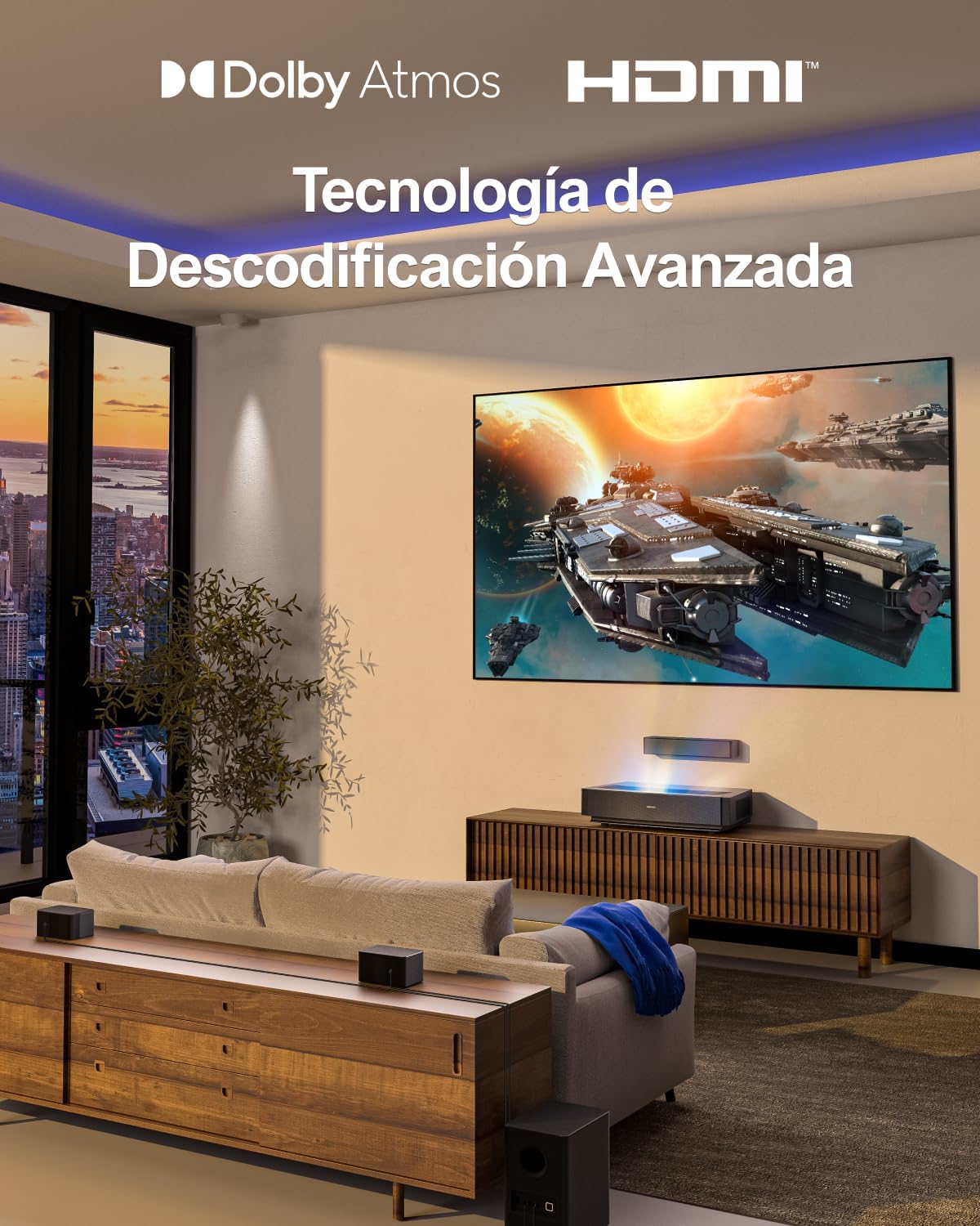 ULTIMEA 5.1 soundbar met subwoofer, soundbar voor tv met Dolby Atmos, thuisbioscoopsysteem met 2 achterluidsprekers, surround sound, app-bediening, instelbare bas, HDMI, Bluetooth, Poseidon D60