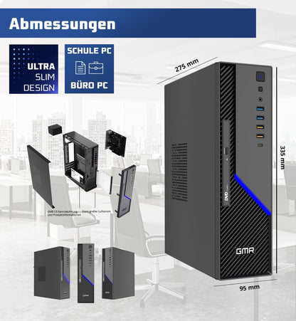 GMR Ultra SFF i7 Office PC, Business Office Computer, 16 GB RAM, 512 GB SSD M.2, DVD±RW, USB 3, Windows 11 Pro, wifi bluetooth