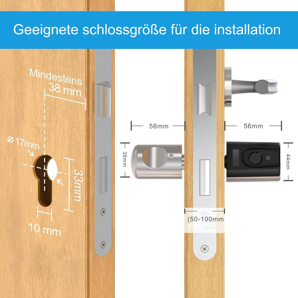 WELOCK Touch41 aangesloten slot, biometrisch slot, RFID-vingerafdrukslot, wifi, app, verbonden cilinder, voordeur 40/30, toegang zonder sleutel, Smart Lock eenvoudig te installeren