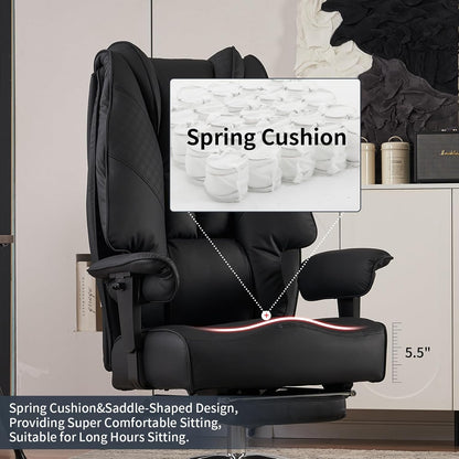 Bureaustoel – Kantoorstoel – Directiestoel – Werkstoel – Gamingstoel – XXL Zitting 57,5 cm – Ergonomische Hoge Rugleuning met Lendesteun