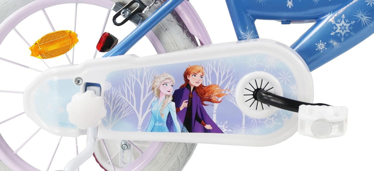 Meisje incl. fiets 14 inch voor kinderen, ijskoningin, Frozen + helm, blauw, 14 inch