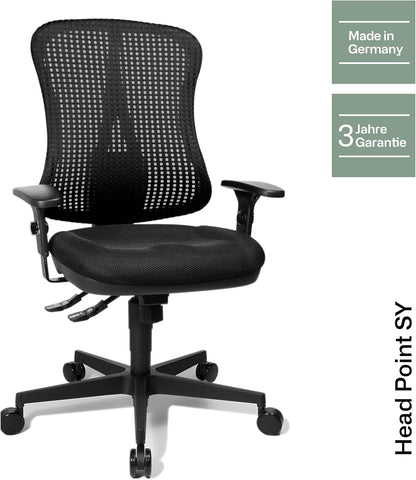 Topstar He20Pbc00 Head Point Sy P4, Ergonomische Bureaustoel, Gevormde Zitting, Stoffen Bekleding, 46 X 50 X 114 Cm, Zwart