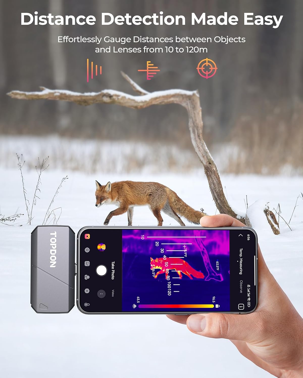 TOPDON TS001 Warmtebeeldcamera Android, 9 mm instelbare lens, observatiebereik 0,1 tot 500 m, 512 x 384 IR-resolutie, handmatig scherpstellen voor printplaten, ongedierteinspectie, outdoor, jacht