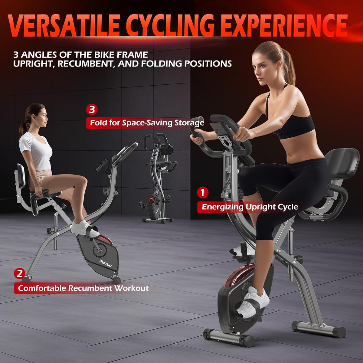 Hometrainer – Opvouwbare Fitnessfiets – Ergometer – Ligfiets – Fiets – 10 Magnetische Weerstanden – 7-voudig Verstelbare Zithoogte