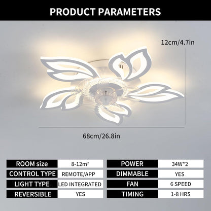 Plafondventilator met verlichting, plafondventilator met 6 snelheden, 3 kleuren, met lichtgevende afstandsbediening, inbouwplafondventilator, moderne led-kroonluchter met verlichting voor
