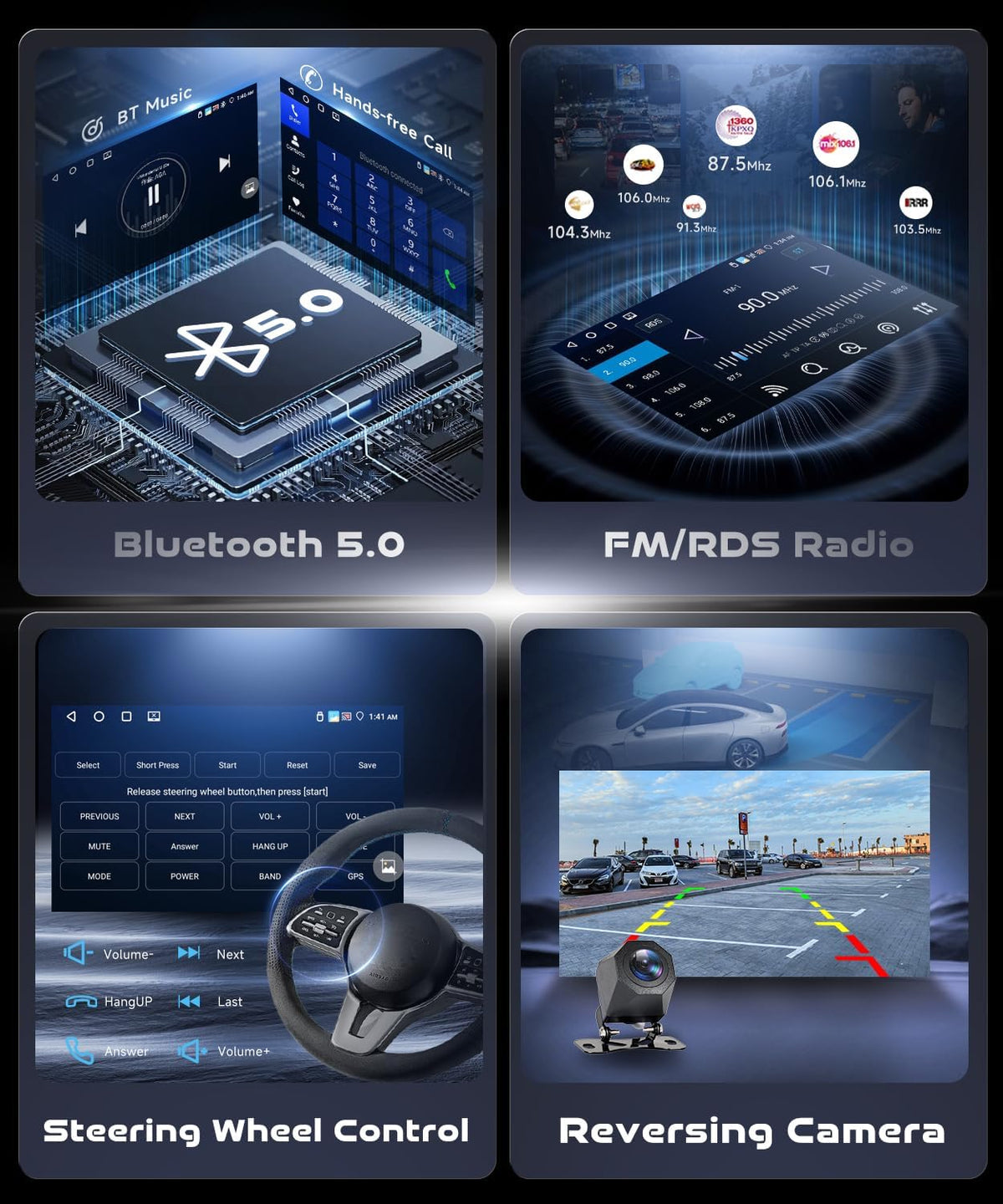 Autoradio Android – Multimedia Systeem – Auto Stereo – Navigatie Unit – Touchscreen Radio – 10,1 Inch HD In-Cell Display – Draadloze CarPlay & Android Auto