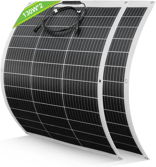 Flexibel Zonnepaneel – Zonnesysteem – Solar Panel – Zonnecel – Zonne-energie – 260W (2x130W) – Lichtgewicht & Hittebestendig – Hoog Rendement 23%