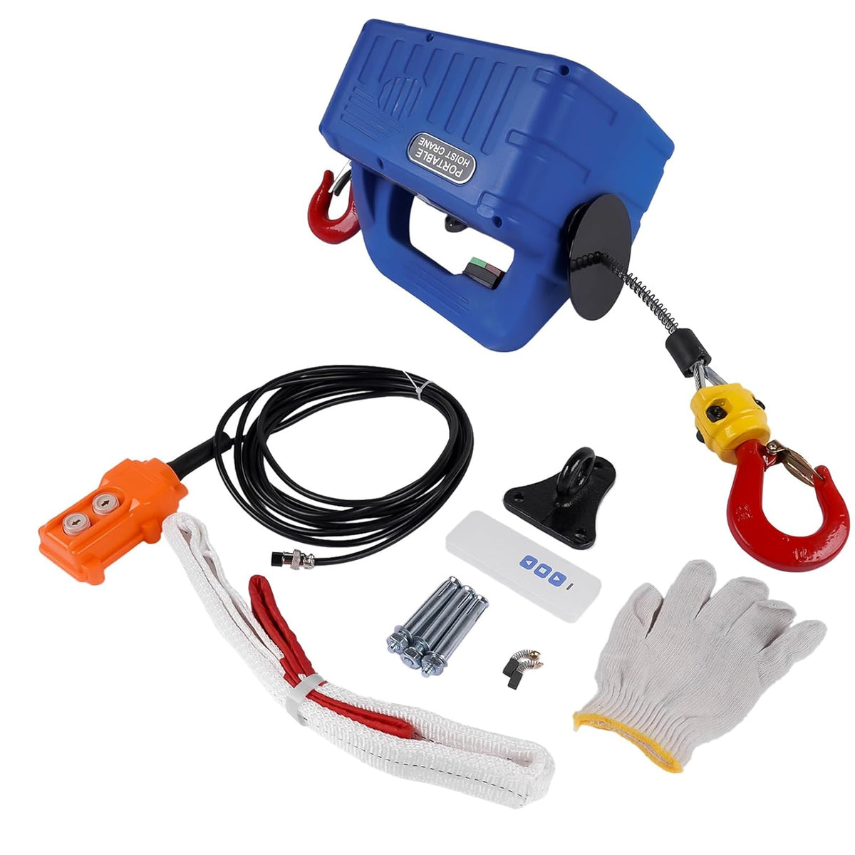 Elektrische lier met draadloze afstandsbediening, 500 kg, heftoestellen, 7,6 m, maximale hefhoogte: 4,8 m/min, draadkabel 6 mm x 7,6 m, 230 V, 1500 W Hopzty