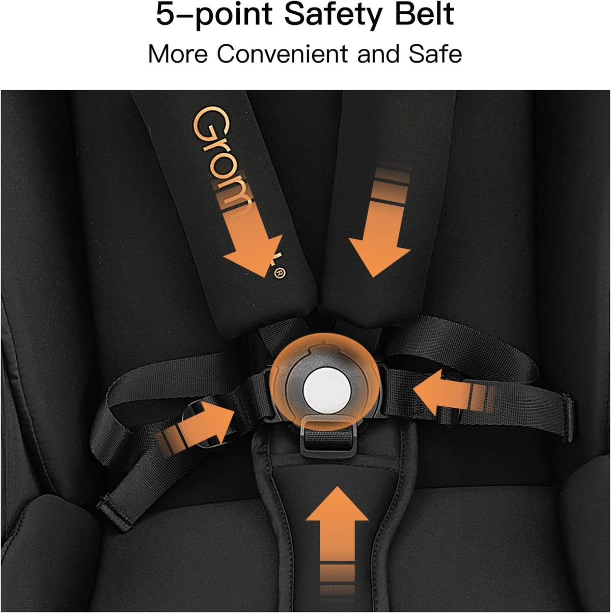 Gromast Gravity Opvouwbare babybuggy met verstelbare rugleuning en zonnedak, lichtgewicht en uv-bescherming, met één hand automatisch inklapbaar, zwart