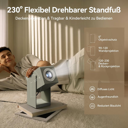 WANBO Cube 2 Pro Smart Beamer Android TV/Netflix, 500ANSI, Live TV, Len Protection, 230° Rotable, ToF Autofocus Keystone, CEC, Bluetooth WiFi, Native 1080P Draagbare Mini Projector, Matcha