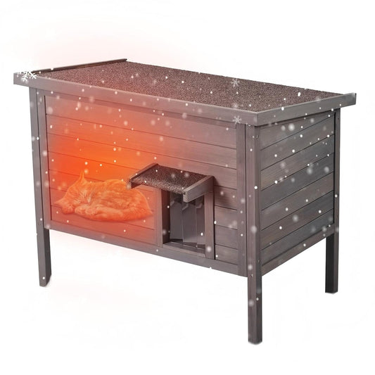 VEVOR Outdoor kattenhuis weerbestendig, wilde kattenschuilplaats voor meerdere katten, buiten houten kat konijnenhuis met rondom schuim geïsoleerd, open dak, PVC deurkleppen, 81 cm L x 65 cm B x 67 cm