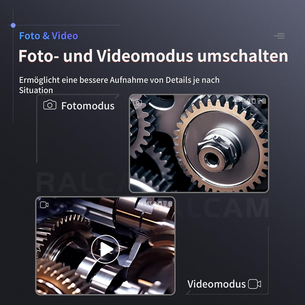 Ralcam Endoscoopcamera met licht, endoscoop, 8,5 mm, inspectiecamera, 3,5 inch, HD, 1080P, buiscamera, camera's met 8 leds, IP67 waterdicht, 3 m halfharde kabel, telescopische camera, autogereedschap